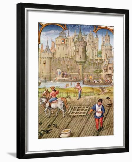 Month of October: Sowing, from "Breviarium Grimani"-null-Framed Giclee Print