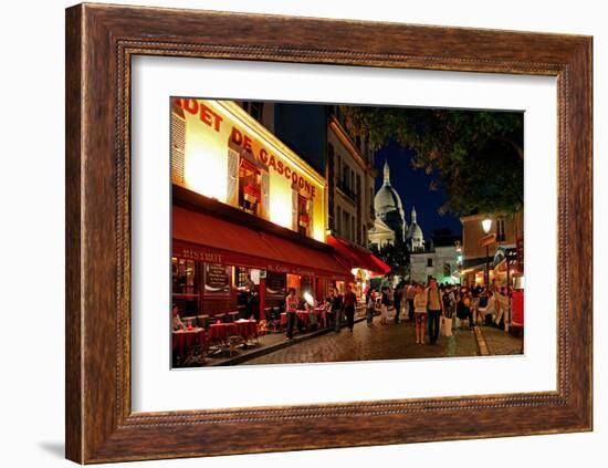 Montmartre and the Basilica of the Sacre Coeur at night, Paris, Ile de France, France-null-Framed Art Print