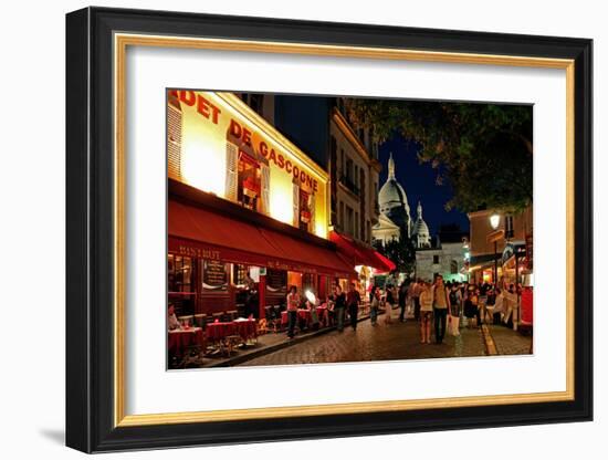 Montmartre and the Basilica of the Sacre Coeur at night, Paris, Ile de France, France-null-Framed Art Print