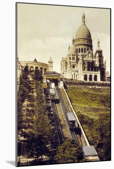 Montmartre, Paris, C. 1905 : the Funicular and the Sacre Coeur-null-Mounted Photo