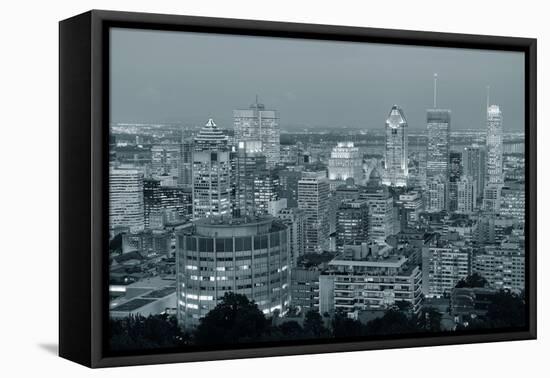 Montreal at Dusk with Urban Skyscrapers Viewed from Mont Royal in Black and White-Songquan Deng-Framed Premier Image Canvas