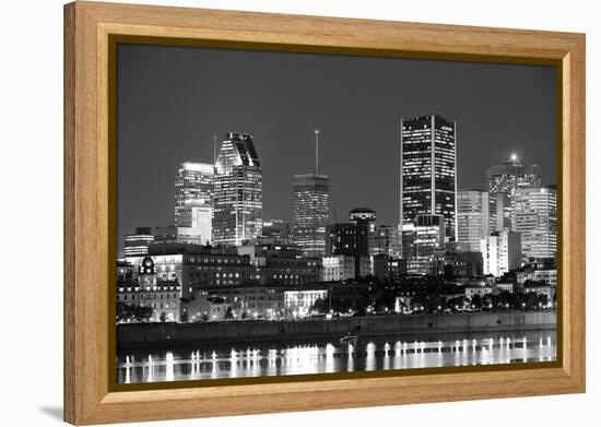 Montreal over River at Dusk with City Lights and Urban Buildings in Black and White-Songquan Deng-Framed Premier Image Canvas