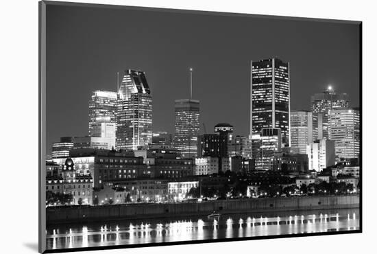 Montreal over River at Dusk with City Lights and Urban Buildings in Black and White-Songquan Deng-Mounted Photographic Print