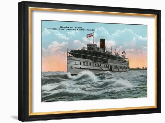 Montreal, Quebec - Rapids King Ship Shooting the Lachine Rapids-Lantern Press-Framed Art Print