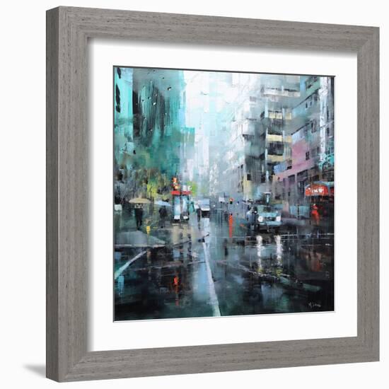 Montreal Turquoise Rain-Mark Lague-Framed Art Print