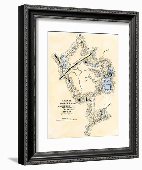 Montresor's Map of Inland Maine, Used for Arnold's March to Quebec, 1775-null-Framed Giclee Print