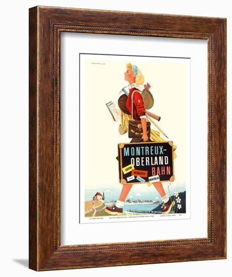 Montreux-Oberland Bahn - Switzerland - Bernese Oberland Railway-Herbert Leupin-Framed Art Print