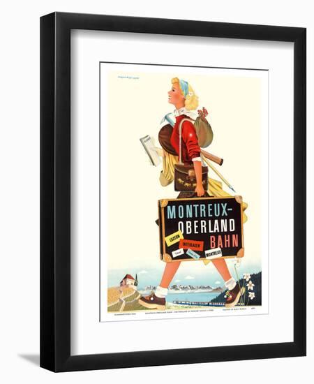 Montreux-Oberland Bahn - Switzerland - Bernese Oberland Railway-Herbert Leupin-Framed Art Print