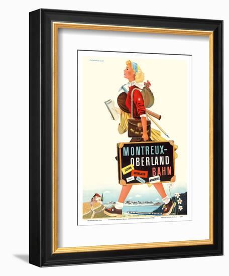 Montreux-Oberland Bahn - Switzerland - Bernese Oberland Railway-Herbert Leupin-Framed Art Print