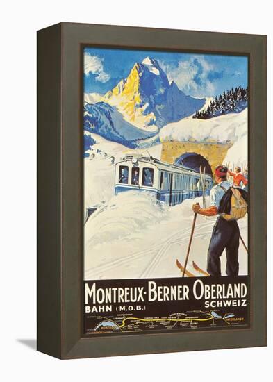 Montreux Ski Poster-null-Framed Stretched Canvas