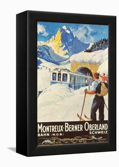 Montreux Ski Poster-null-Framed Stretched Canvas