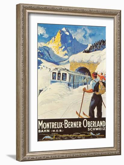 Montreux Ski Poster--Framed Art Print