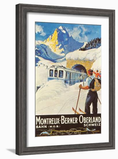 Montreux Ski Poster--Framed Art Print