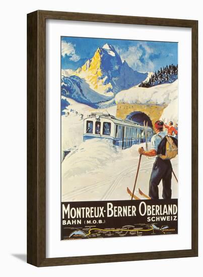 Montreux Ski Poster--Framed Art Print