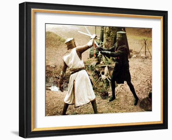 Monty Python And The Holy Grail, Graham Chapman As King Arthur, John Cleese, 1975-null-Framed Photo