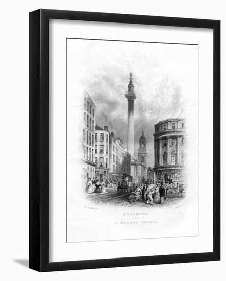 Monument and Church of St Magnus the Martyr, London, 19th Century-J Woods-Framed Giclee Print