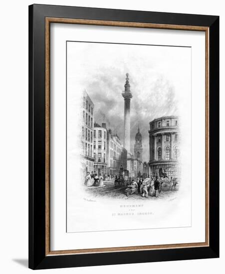 Monument and Church of St Magnus the Martyr, London, 19th Century-J Woods-Framed Giclee Print