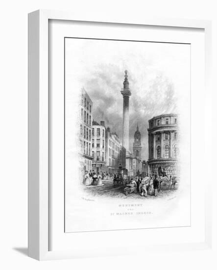 Monument and Church of St Magnus the Martyr, London, 19th Century-J Woods-Framed Giclee Print