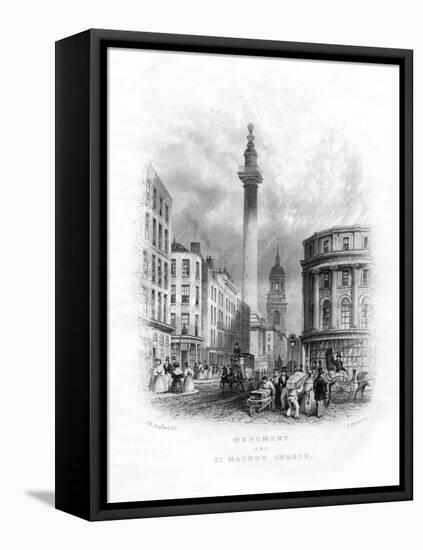 Monument and Church of St Magnus the Martyr, London, 19th Century-J Woods-Framed Premier Image Canvas