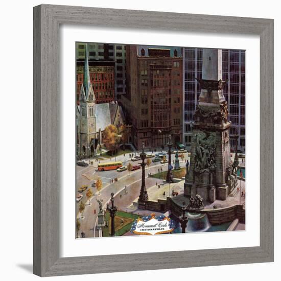 "Monument Circle," October 28, 1961-John Falter-Framed Giclee Print