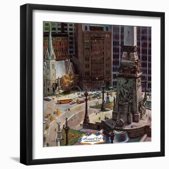 "Monument Circle," October 28, 1961-John Falter-Framed Giclee Print