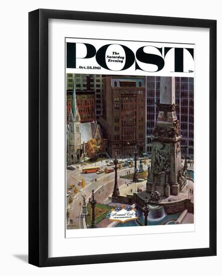 "Monument Circle," Saturday Evening Post Cover, October 28, 1961-John Falter-Framed Giclee Print