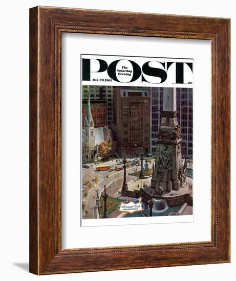 "Monument Circle," Saturday Evening Post Cover, October 28, 1961-John Falter-Framed Giclee Print