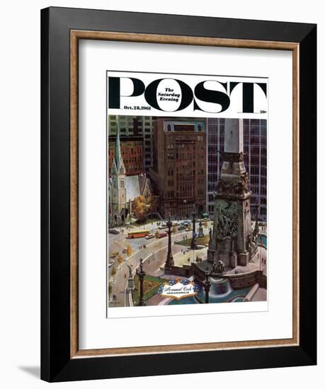 "Monument Circle," Saturday Evening Post Cover, October 28, 1961-John Falter-Framed Giclee Print