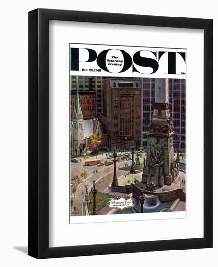 "Monument Circle," Saturday Evening Post Cover, October 28, 1961-John Falter-Framed Giclee Print