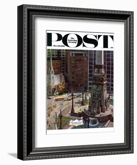 "Monument Circle," Saturday Evening Post Cover, October 28, 1961-John Falter-Framed Giclee Print