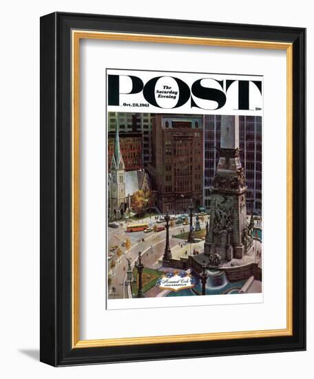 "Monument Circle," Saturday Evening Post Cover, October 28, 1961-John Falter-Framed Giclee Print