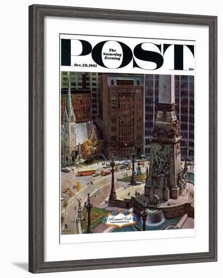 "Monument Circle," Saturday Evening Post Cover, October 28, 1961-John Falter-Framed Giclee Print