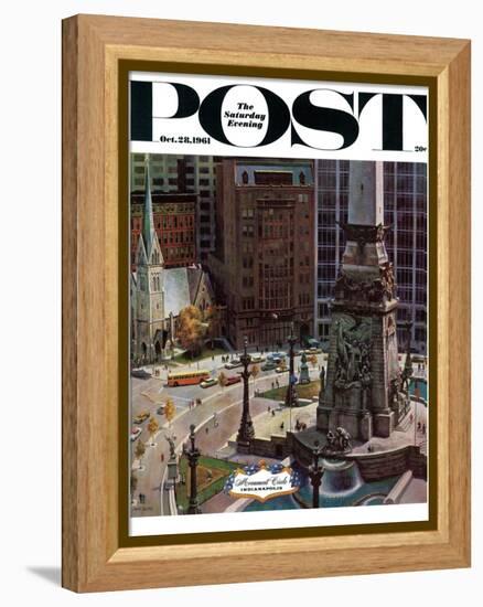 "Monument Circle," Saturday Evening Post Cover, October 28, 1961-John Falter-Framed Premier Image Canvas