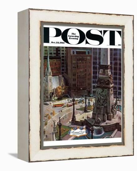 "Monument Circle," Saturday Evening Post Cover, October 28, 1961-John Falter-Framed Premier Image Canvas