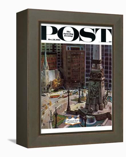 "Monument Circle," Saturday Evening Post Cover, October 28, 1961-John Falter-Framed Premier Image Canvas