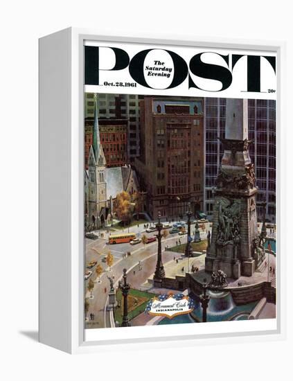 "Monument Circle," Saturday Evening Post Cover, October 28, 1961-John Falter-Framed Premier Image Canvas