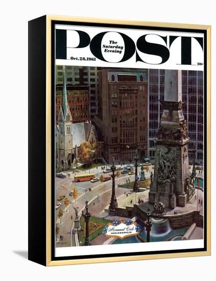 "Monument Circle," Saturday Evening Post Cover, October 28, 1961-John Falter-Framed Premier Image Canvas