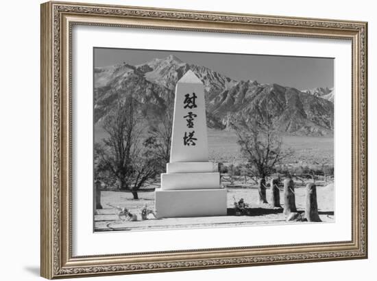 Monument in Cemetery-Ansel Adams-Framed Art Print