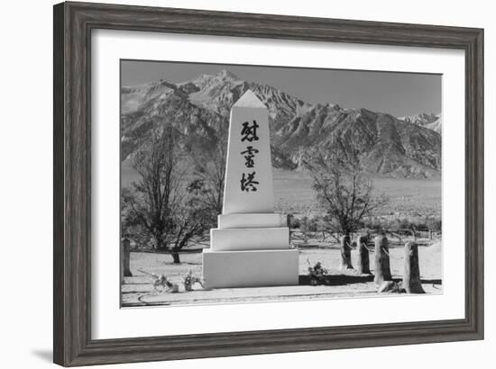 Monument in Cemetery-Ansel Adams-Framed Art Print