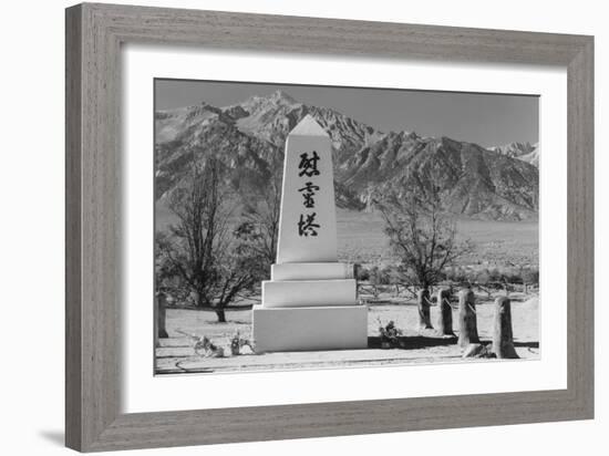 Monument in Cemetery-Ansel Adams-Framed Art Print