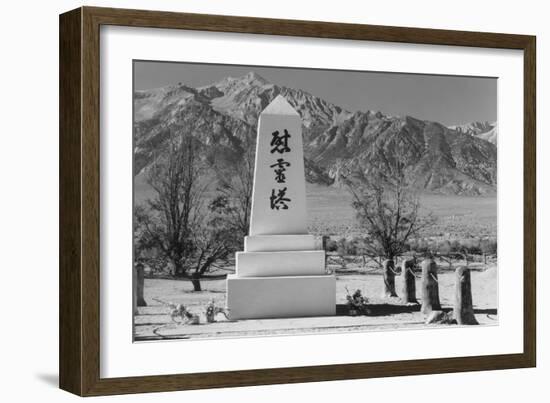 Monument in Cemetery-Ansel Adams-Framed Art Print