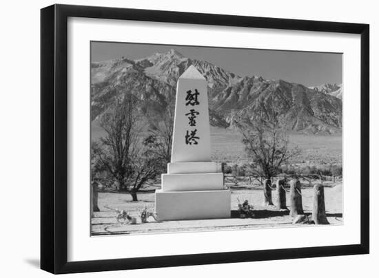 Monument in Cemetery-Ansel Adams-Framed Art Print