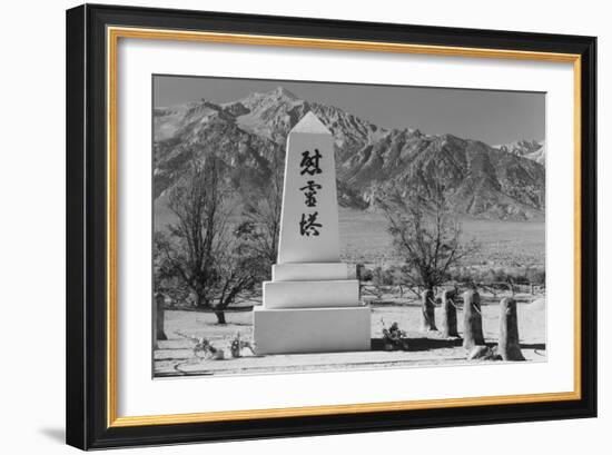 Monument in Cemetery-Ansel Adams-Framed Art Print