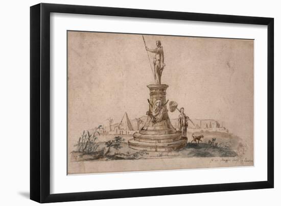 Monument (Ink with Wash on Paper)-Italian School-Framed Giclee Print