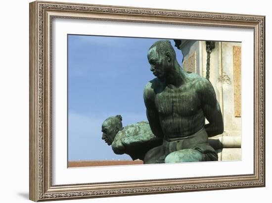 Monument of the Four Moors, Detail of the Sculptural Group, Micheli Square-Pietro Tacca-Framed Giclee Print