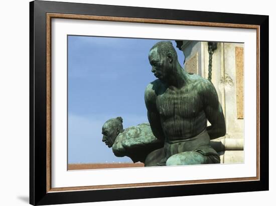 Monument of the Four Moors, Detail of the Sculptural Group, Micheli Square-Pietro Tacca-Framed Giclee Print