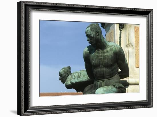 Monument of the Four Moors, Detail of the Sculptural Group, Micheli Square-Pietro Tacca-Framed Giclee Print