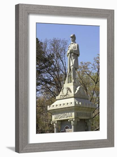 Monument to Civil War Soldiers from Michigan Who Died in the Battle of Shiloh-null-Framed Giclee Print