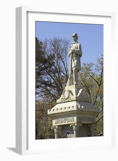 Monument to Civil War Soldiers from Michigan Who Died in the Battle of Shiloh-null-Framed Giclee Print