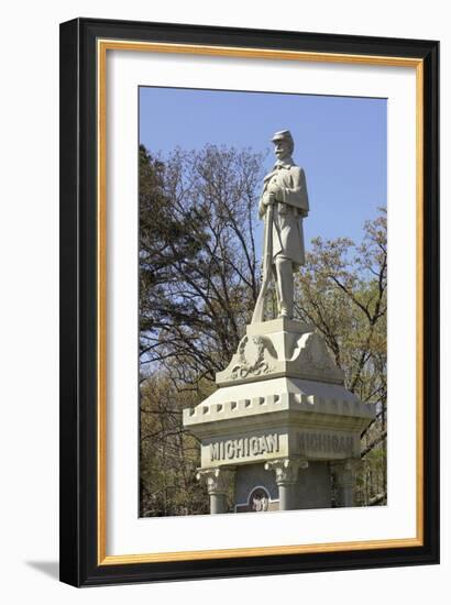 Monument to Civil War Soldiers from Michigan Who Died in the Battle of Shiloh-null-Framed Giclee Print